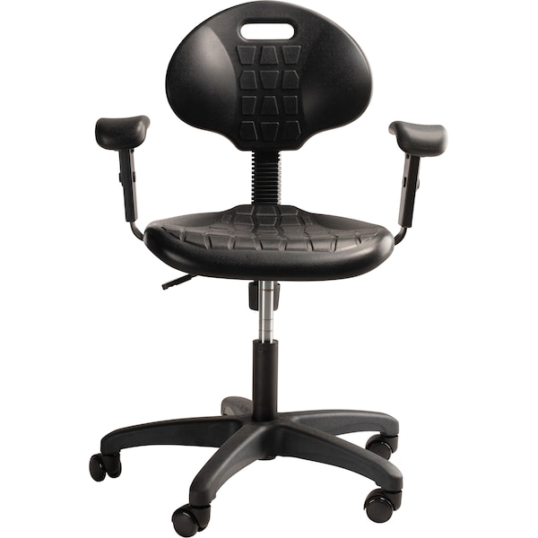 Polyurethane Task Chair With Arms, 16-21 Height, Black